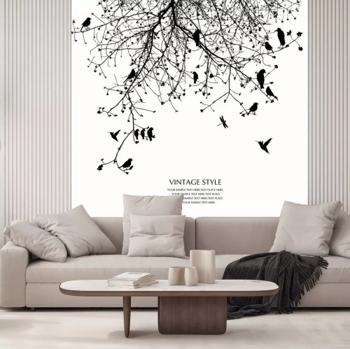 Sticker Schwarze Vögel am Baum