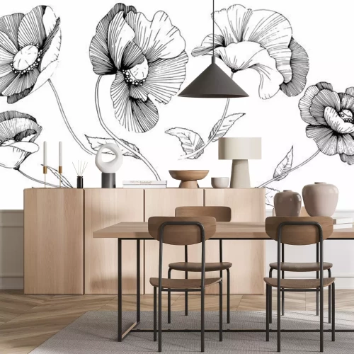 Fototapete Vektor Mohnblume. Botanische Blumenblume. Wildes Frühlingsblatt Wildflower lokalisiert. Vector Wildflower für Hintergrund, Beschaffenheit, Verpackungsmuster, Rahmen oder Grenze.