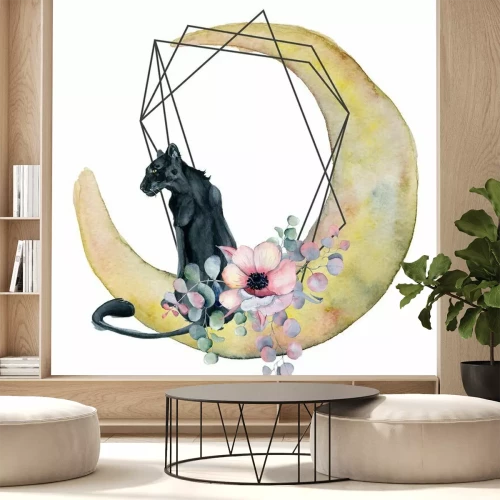 Sticker Wilder Panther auf dem Mond