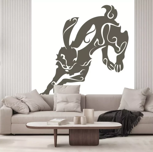 Sticker Tiere abstrakter Hase in Bewegung