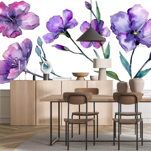 Sticker Violette Blumen Illustration in Aquarell-Ästhetik