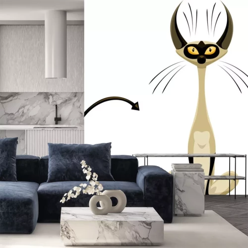 Sticker Tiere für Kinder Siamkatze mit gelben Augen Grafik