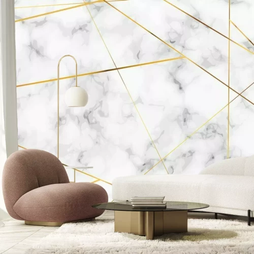 Fototapete Gerade Linien auf weißem Marmor