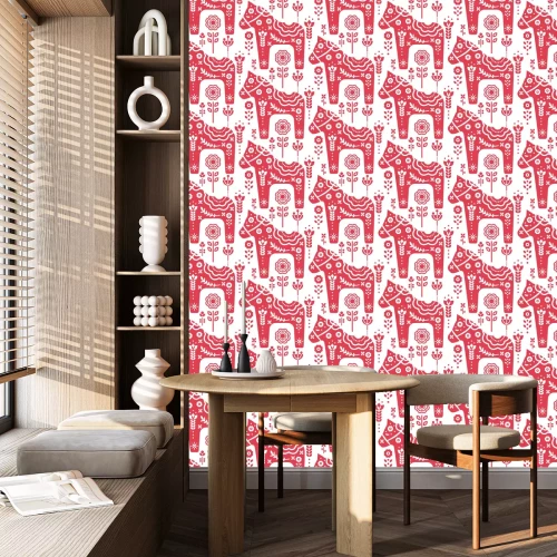 Tapete Dala-schwedisches Pferd nahtlose Vektor-Muster.