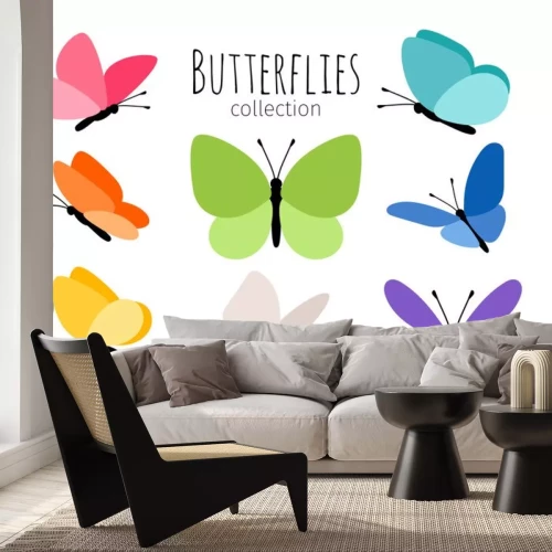Sticker Einfache Grafiken von Schmetterlingen mit bunten Flügeln