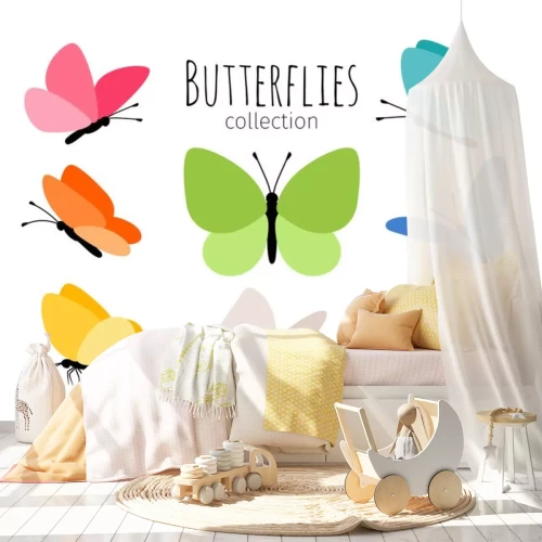 Sticker Einfache Grafiken von Schmetterlingen mit bunten Flügeln