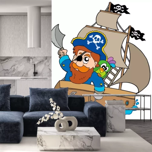 Sticker Piraten segeln auf dem Schiff