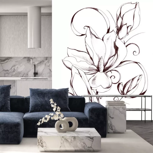 Sticker Blume auf künstlerischer Illustration