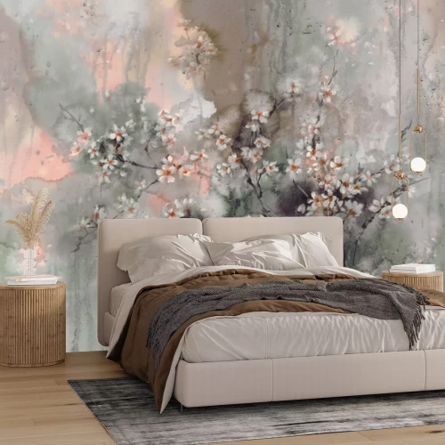 Fototapete Sakura dopo la pioggia acquerello