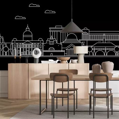 Sticker Rom Silhouette Skyline. Italien - Rom-Vektorstadt, italienische lineare Architektur, Gebäude. Rom-Linie Reiseillustration, Marksteine. Flache Ikone Italiens, italienische Entwurfsdesignfahne