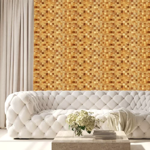 Tapete Verschiedenfarbiges Holz – quadratische Bretter