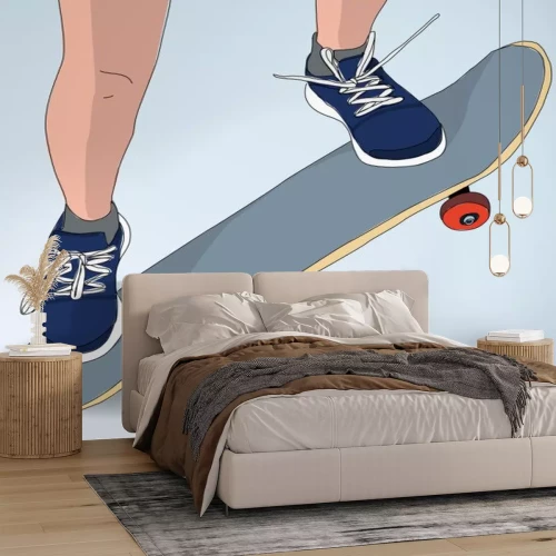 Sticker Skateboard-Sprung-Illustration - Zeichenstil Skateboard-Konzept -