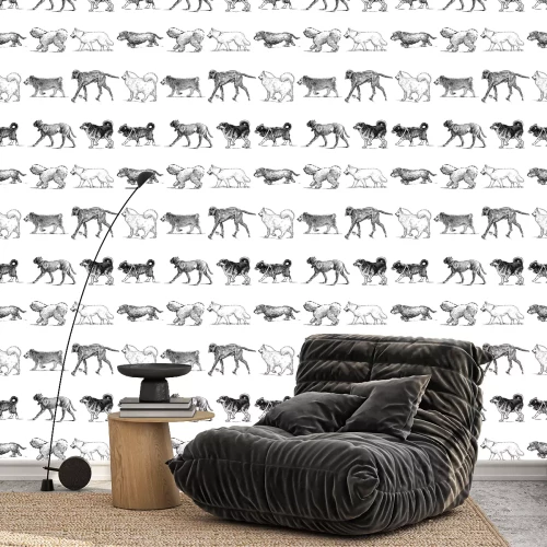 Tapete Skizzierte Hunde verschiedener Rassen