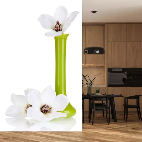 Sticker Weiße Blumen in einer grünen Vase