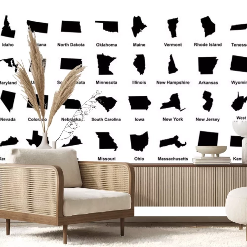 Sticker Vereinigte Staaten von Amerika. 50 Staaten. Vektor-Illustration