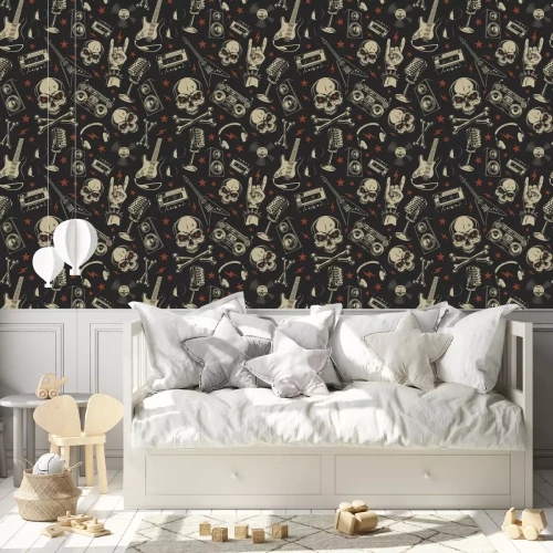 Tapete Nahtloses Muster des Schmutzes mit den Schädeln