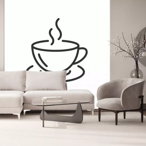 Sticker Einfache Grafik dampfender Kaffee in einer Tasse