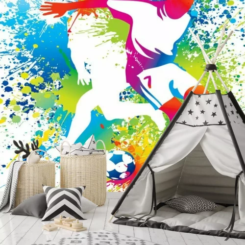 Fototapete Bunte Spielersilhouetten