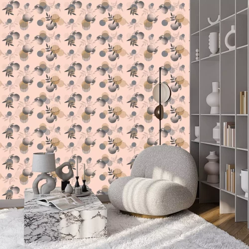 Tapete Geometrische Collage mit Äpfeln