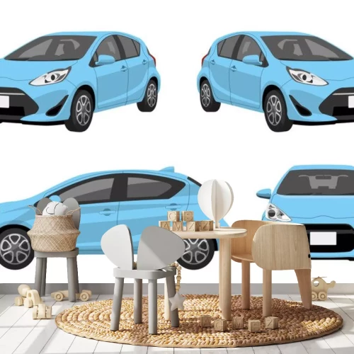 Sticker Hellblaues Auto aus verschiedenen Blickwinkeln gezeigt