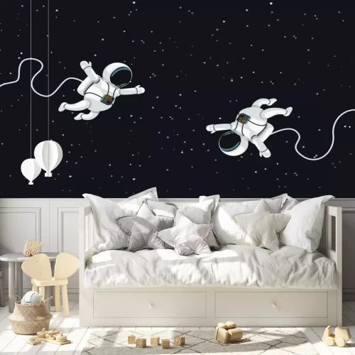 Fototapete Zeichnung von Astronauten und Sternen im Weltraum