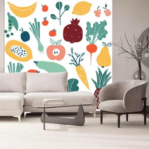 Sticker Subtile Illustrationen von buntem Gemüse