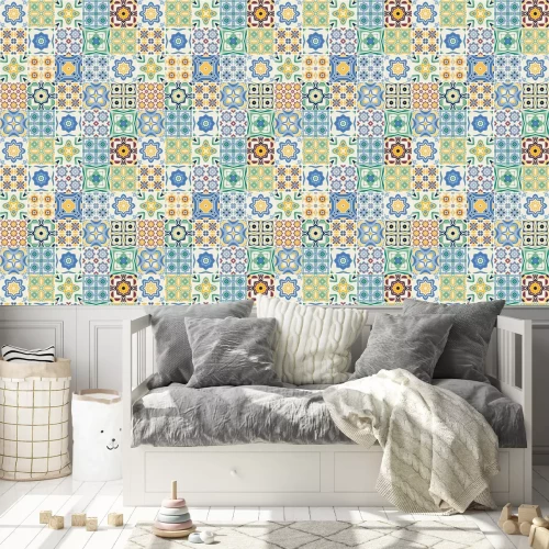 Tapete verzierte portugiesische dekorative Fliesen. Vektor.