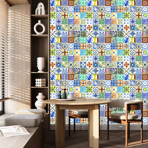 Tapete Sammlung orange Musterfliesen