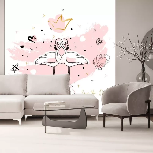 Sticker Flamingos auf rosa Hintergrund