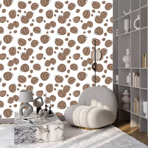 Tapete Kaffee nahtlose Muster. Hand gezeichnetes nahtloses Muster des Vektors in der Gekritzelart. Kontinuierliche Linienzeichnung.