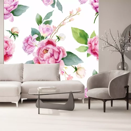 Sticker Die nahtloses Muster von Pfingstrosenblumen