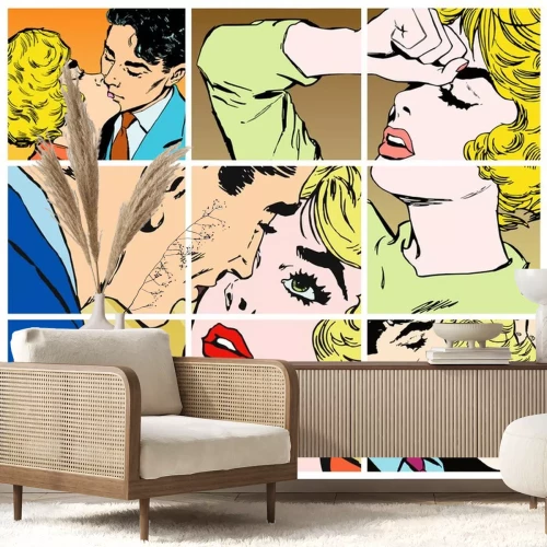 Sticker Sammlung von Porträts von jungen Paaren in der Liebe