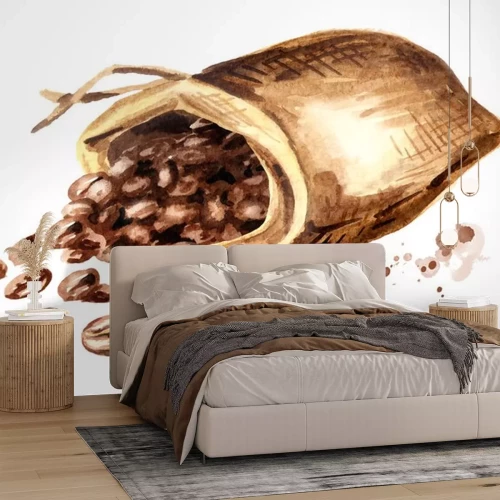 Sticker Aus dem Beutel herausfallende Kaffeebohnen