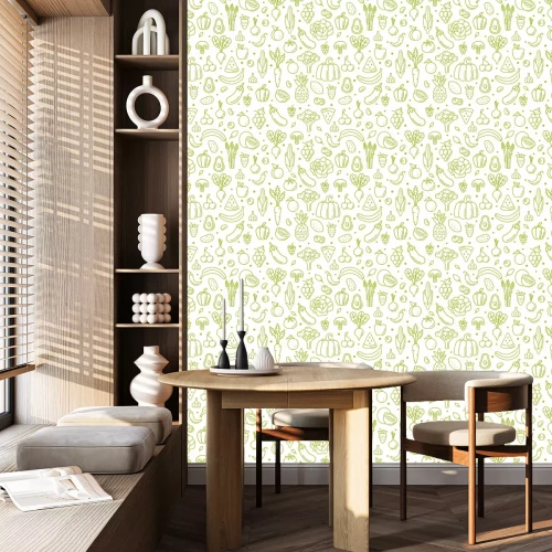 Tapete Gemüse und Früchte sind grün umrandet