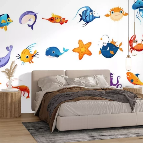 Sticker Bunte Fische und Seesterne in drei Reihen