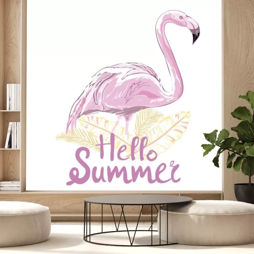 Sticker Pastellfarbener Flamingo mit Bildunterschrift
