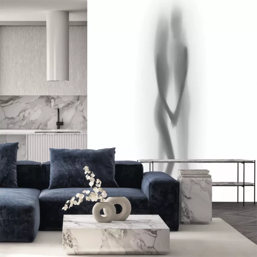 Fototapete Intime Silhouette von Liebenden hinter diffusem Licht