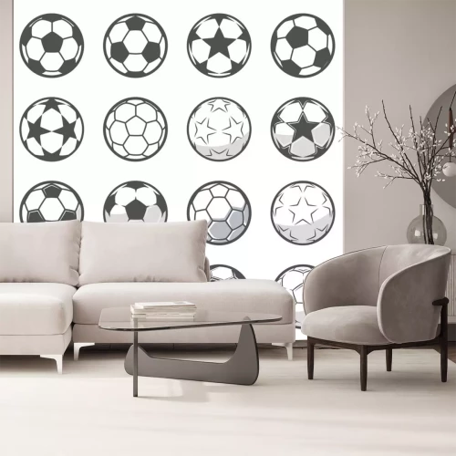 Sticker Schwarz-weiße Bälle mit verschiedenen Mustern