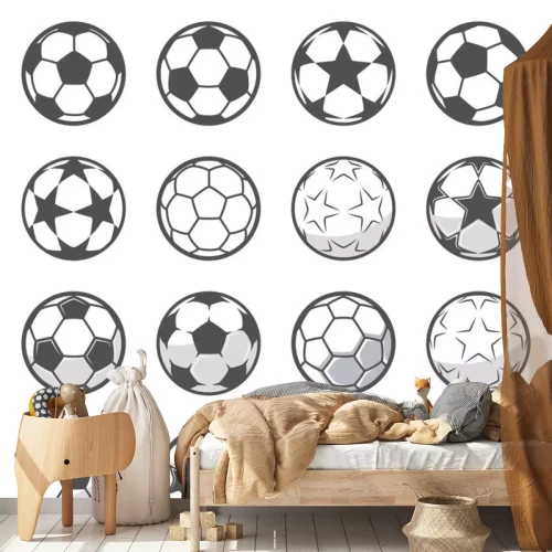 Sticker Schwarz-weiße Bälle mit verschiedenen Mustern