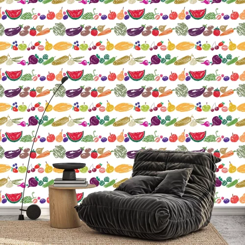Tapete Mit Buntstift bemaltes Gemüse