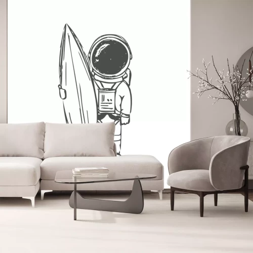 Sticker Astronaut im Raumanzug mit Surfbrett