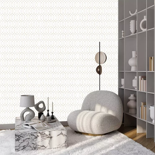 Tapete Weißes zartes Art déco Design