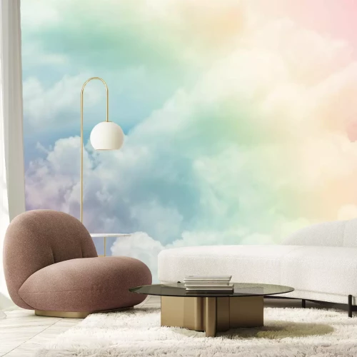 Fototapete Sonnen- und Wolkenhintergrund mit einem Pastell gefärbt