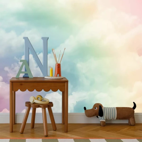 Fototapete Sonnen- und Wolkenhintergrund mit einem Pastell gefärbt