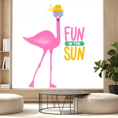 Sticker Pink Flamingo mit Hut