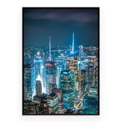 Poster Beleuchtete Wolkenkratzer von New York in Manhattan