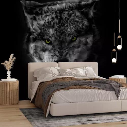 Sticker Geometrischer Wolf mit gelben Augen