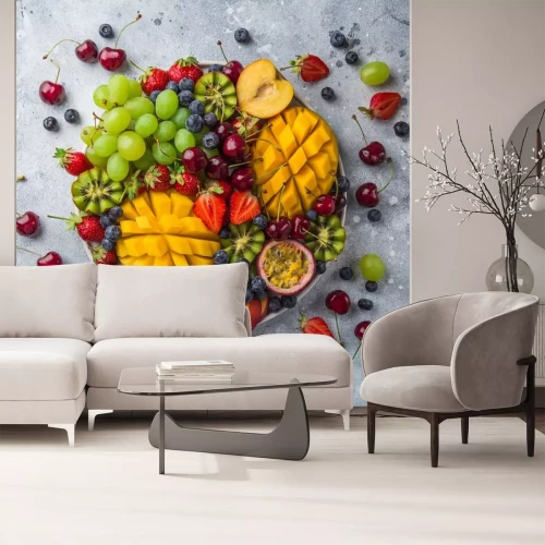 Sticker Obst verschiedener Sorten in einer großen Schüssel