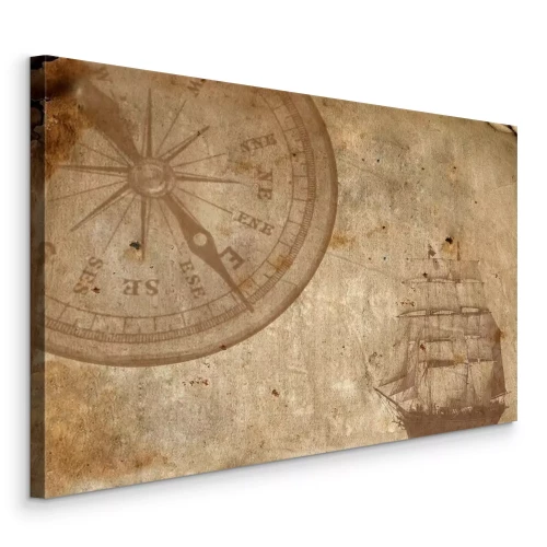 Bild Alter Hintergrund mit Kompass und Segelschiff