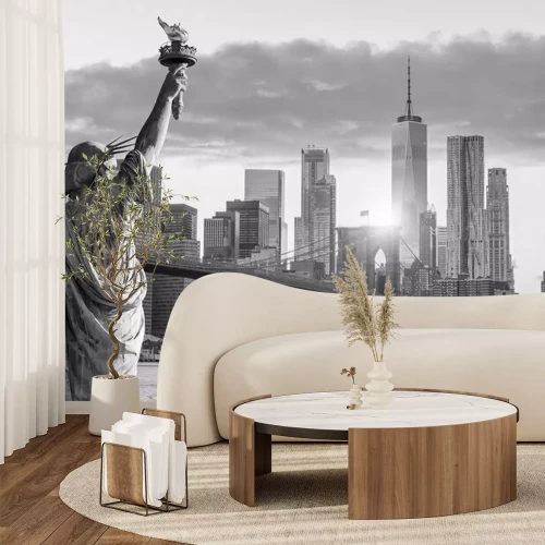 Fototapete Statue Liberty schwarz und weiß